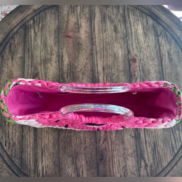 NWT Kate Spade Watermelon Woven Straw Small Tote Picnic Perfect Pink Multi - Picture 8 of 16